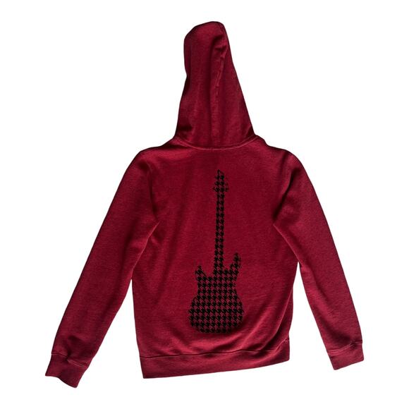 IKKS SWEAT JACKET RED WITH HOUNDSTOOTH GUITAR LOGO ON BACK BOYS 14-16 - Picture 9 of 15